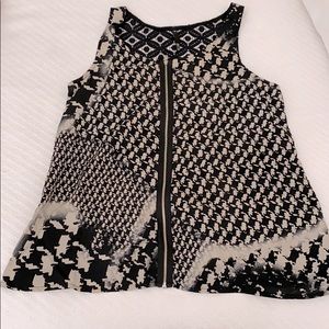 Black and white herringbone tank